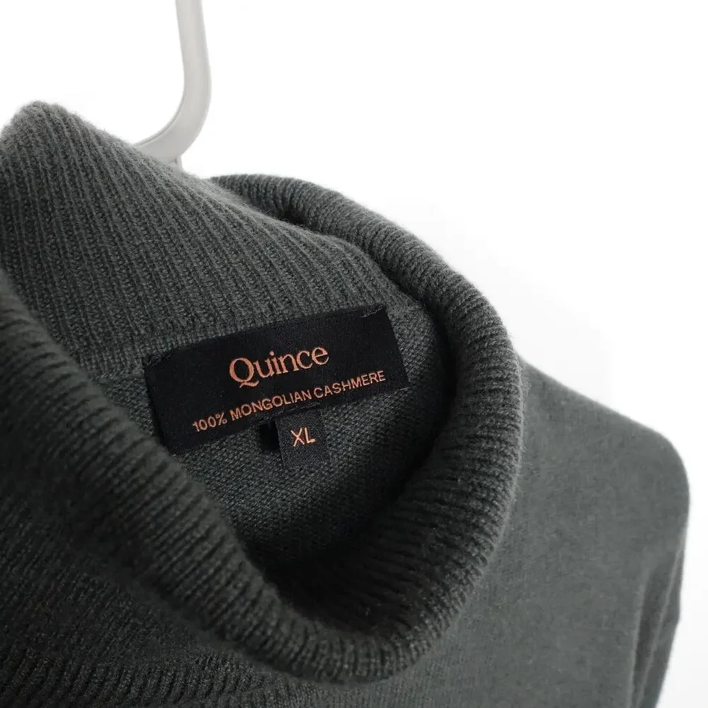 EUC Quince Men's Moss Green Mongolian Cashmere Turtleneck Sweater Sz XL 1013